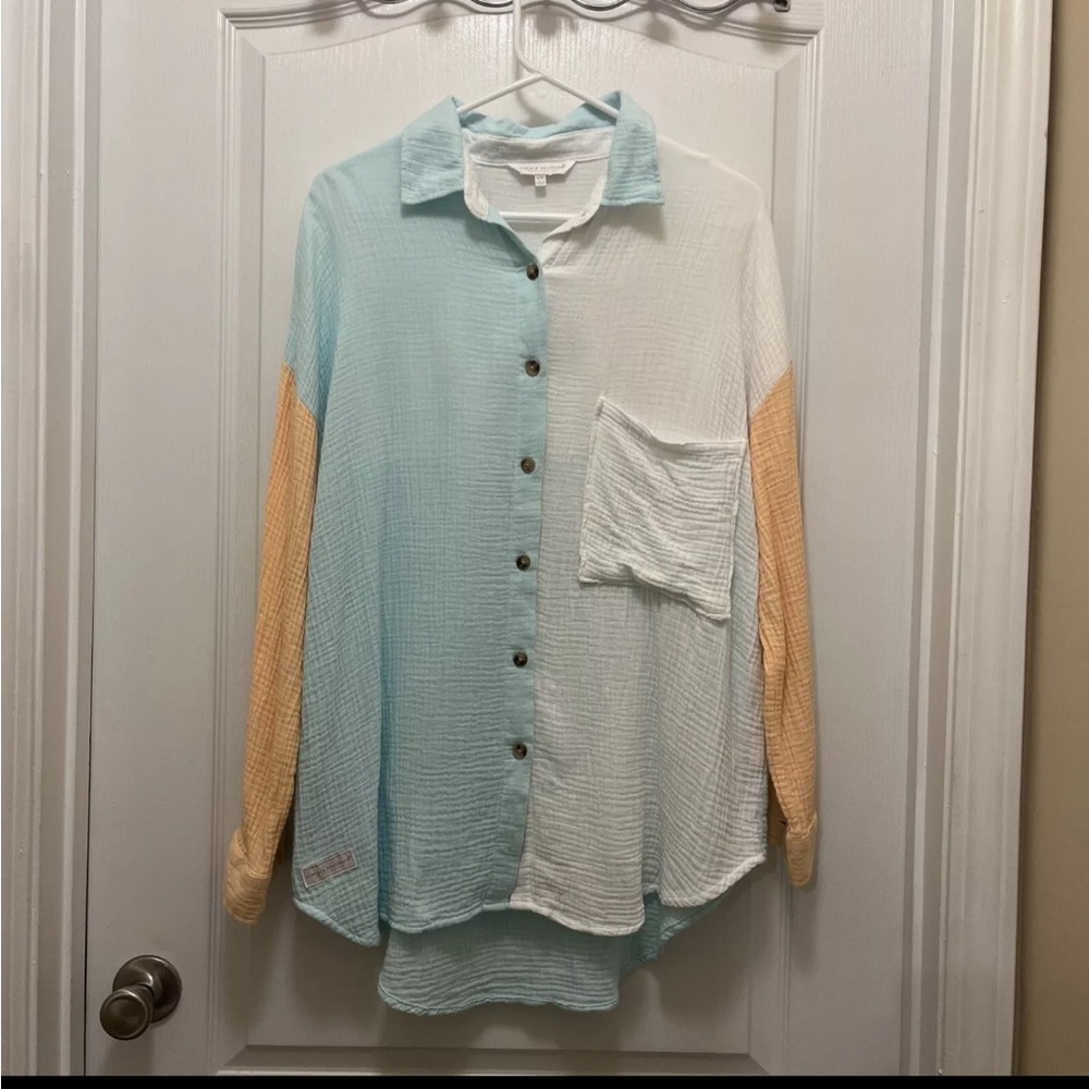Simply Southern Button Up Long Sleeve Waffle Shirt Women’s Size Small/Medium